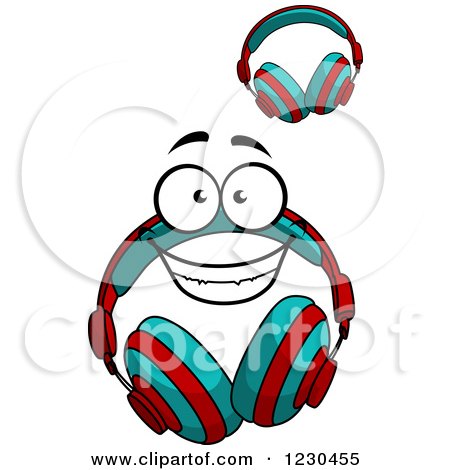 Clipart of Happy Red Headphones - Royalty Free Vector Illustration by Vector Tradition SM