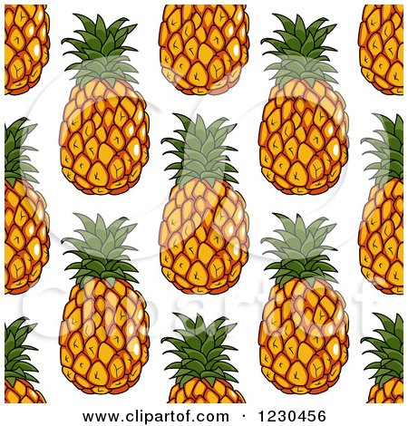 Clipart of a Seamless Happy Pineapple Pattern Background 2 - Royalty Free Vector Illustration by Vector Tradition SM