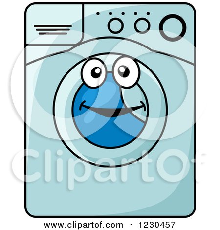 Clipart of a Blue Front Loader Washing Machine Character - Royalty Free Vector Illustration by Vector Tradition SM