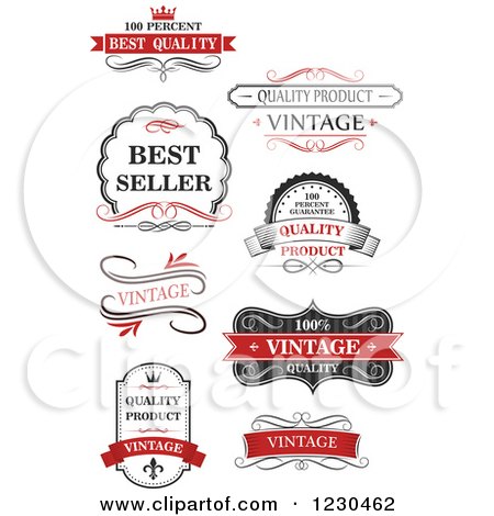 Clipart of Vintage Premium Quality Guarantee Labels 2 - Royalty Free Vector Illustration by Vector Tradition SM