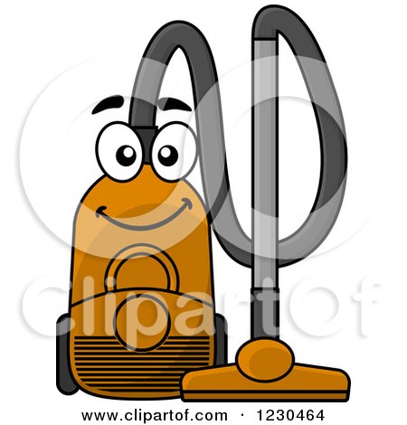 Clipart of a Happy Orange Canister Vacuum - Royalty Free Vector Illustration by Vector Tradition SM