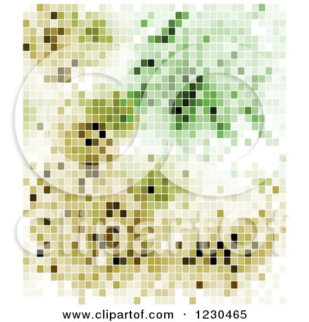 Clipart of a Background of White Green and Brown Pixels - Royalty Free Vector Illustration by Vector Tradition SM