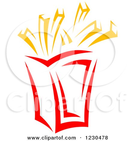Clipart of a Red Container of French Fries - Royalty Free Vector Illustration by Vector Tradition SM