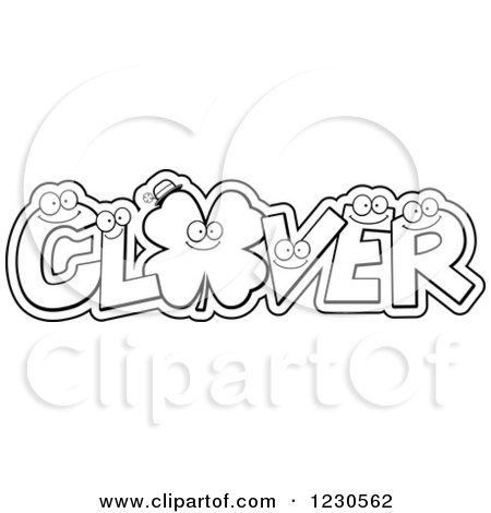 Clipart of Outlined Leatters Forming the Word CLOVER with a Shamrock - Royalty Free Vector Illustration by Cory Thoman