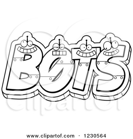 Clipart of Outlined Robot Letters Forming the Word BOTS - Royalty Free Vector Illustration by Cory Thoman
