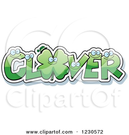 Clipart of Green Leatters Forming the Word CLOVER with a Shamrock - Royalty Free Vector Illustration by Cory Thoman