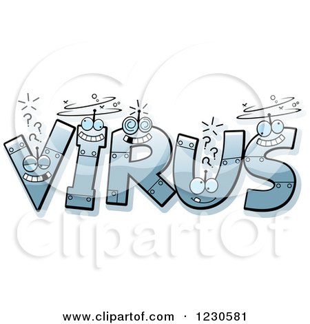 Clipart of Robot Letters Forming the Word VIRUS - Royalty Free Vector Illustration by Cory Thoman