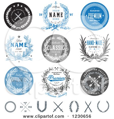 Clipart of Vintage Labels with Sample Text - Royalty Free Vector Illustration by BestVector