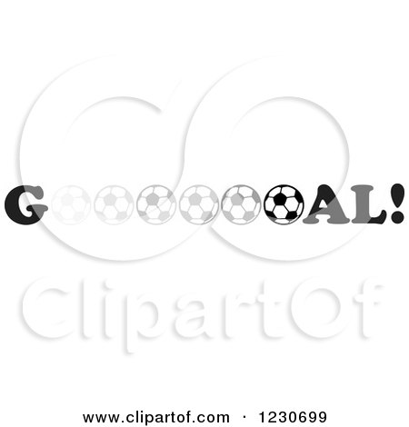 Clipart of a Fade to Dark Soccer Ball in the Word Goal - Royalty Free Vector Illustration by Johnny Sajem
