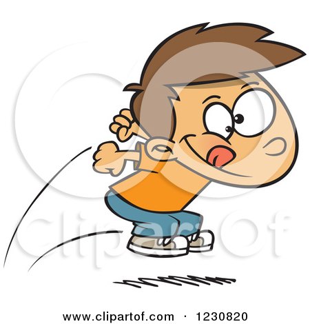 Clipart of a Cartoon Caucasian Boy Jumping - Royalty Free Vector Illustration by toonaday