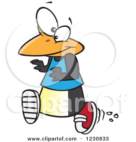 Clipart of a Cartoon Penguin Running - Royalty Free Vector Illustration by toonaday