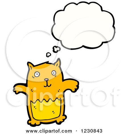 Clipart of a Thinking Orange Cat - Royalty Free Vector Illustration by lineartestpilot
