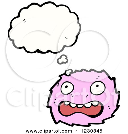 Clipart of a Thinking Pink Monster - Royalty Free Vector Illustration by lineartestpilot