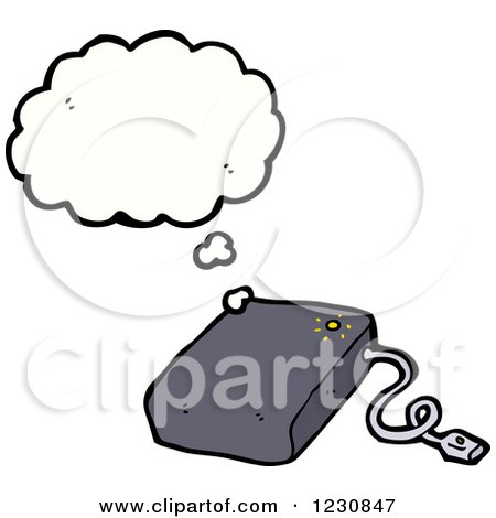 Clipart of a Thinking Hard Drive - Royalty Free Vector Illustration by lineartestpilot