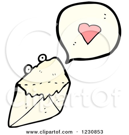 Clipart of a Talking Love Letter - Royalty Free Vector Illustration by lineartestpilot