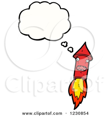 Clipart of a Thinking Rocket - Royalty Free Vector Illustration by lineartestpilot