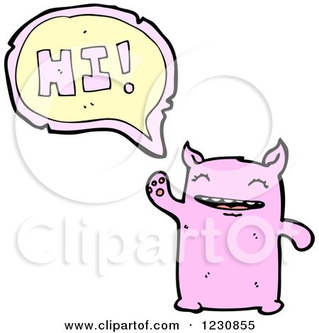 Clipart of a Talking Pink Monster - Royalty Free Vector Illustration by lineartestpilot