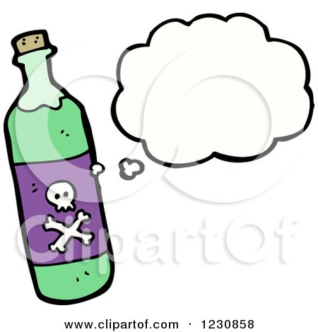 Clipart of a Thinking Bottle of Poison - Royalty Free Vector Illustration by lineartestpilot