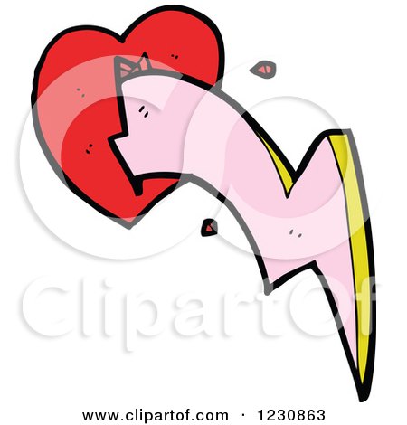 Clipart of a Heart with a Bolt - Royalty Free Vector Illustration by lineartestpilot