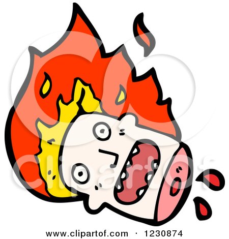Clipart of a Decapitated Burning Head - Royalty Free Vector Illustration by lineartestpilot