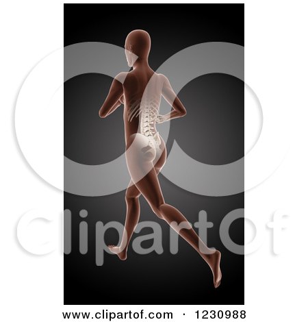 Clipart of a 3d Running Medical Female Model with Visible Lower Back - Royalty Free Illustration by KJ Pargeter