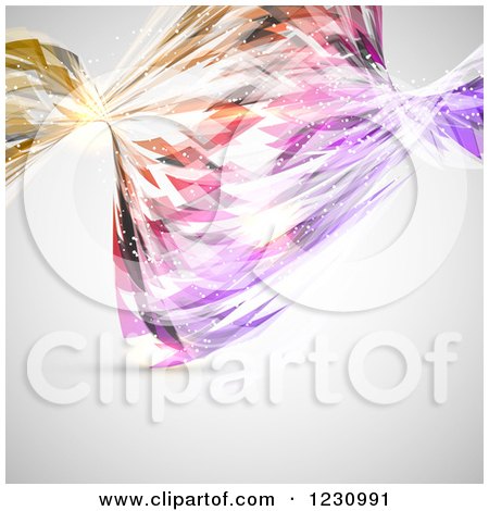 Clipart of a Colorful Abstract Twisting Wave over Gray - Royalty Free Vector Illustration by KJ Pargeter