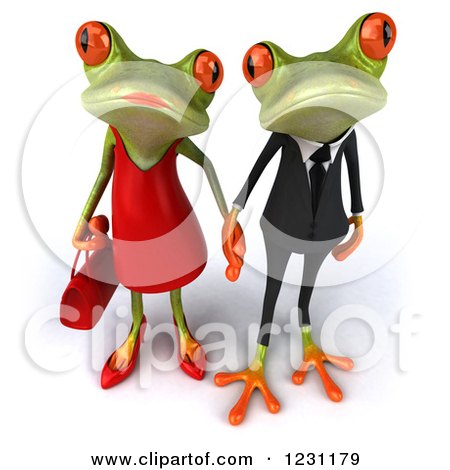 3d Springer Frog Couple Holding Hands 2 Posters, Art Prints