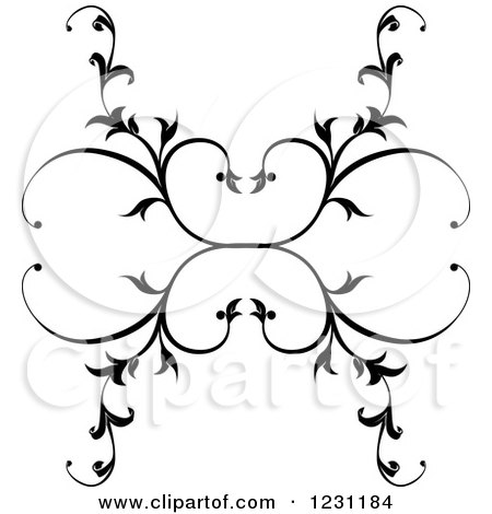 Clipart of Floral Vines Forming Hearts - Royalty Free Vector Illustration by lineartestpilot