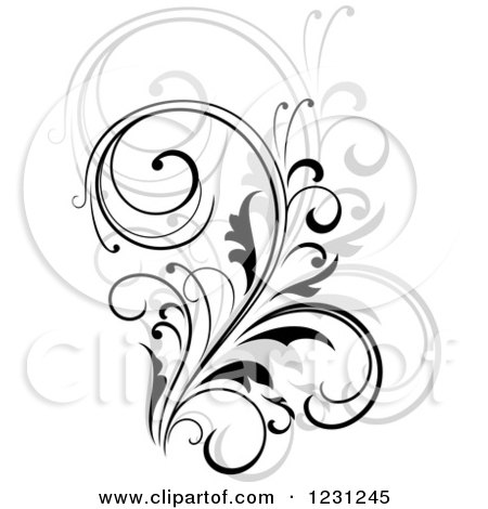 Clipart of a Black Flourish with a Shadow 11 - Royalty Free Vector Illustration by Vector Tradition SM