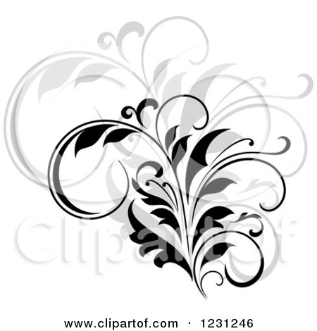 Clipart of a Black Flourish with a Shadow 12 - Royalty Free Vector Illustration by Vector Tradition SM
