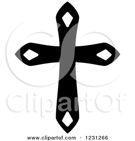 Clipart of a Black and White Christian Cross 23 - Royalty Free Vector Illustration by Vector Tradition SM