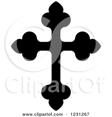 Clipart of a Black and White Christian Cross 18 - Royalty Free Vector Illustration by Vector Tradition SM