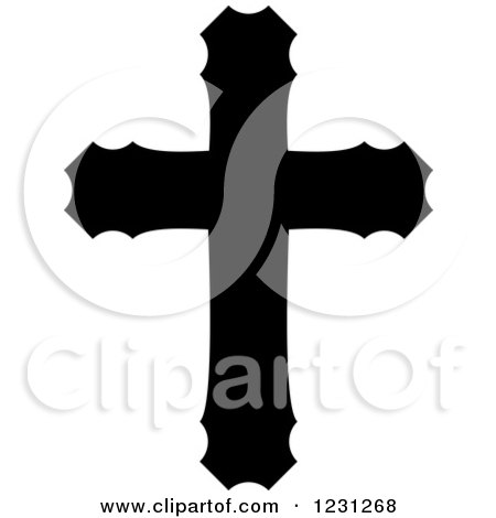 Clipart of a Black and White Christian Cross 27 - Royalty Free Vector Illustration by Vector Tradition SM