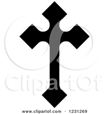 Clipart of a Black and White Christian Cross 28 - Royalty Free Vector Illustration by Vector Tradition SM