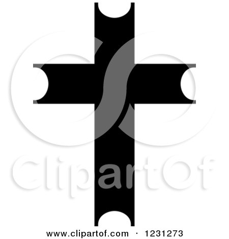 Clipart of a Black and White Christian Cross 26 - Royalty Free Vector Illustration by Vector Tradition SM