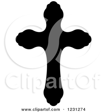 Clipart of a Black and White Christian Cross 5 - Royalty Free Vector Illustration by Vector Tradition SM