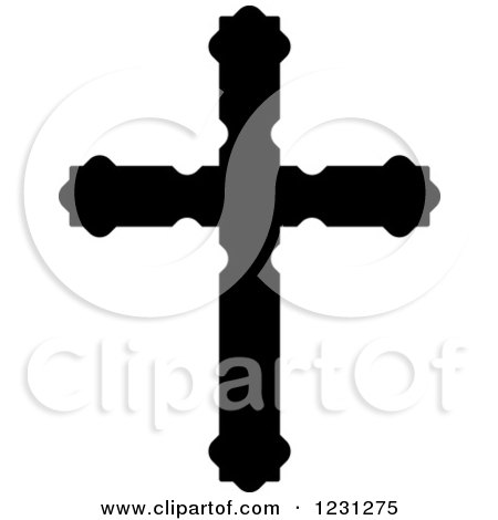 Clipart of a Black and White Christian Cross 4 - Royalty Free Vector Illustration by Vector Tradition SM