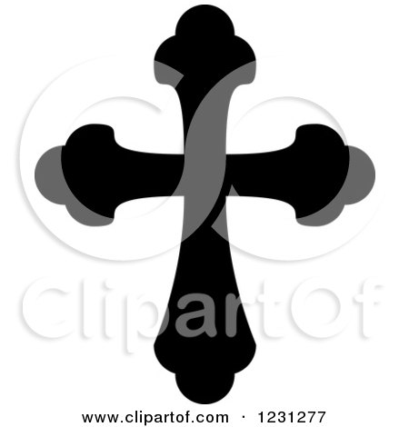 Clipart of a Black and White Christian Cross 8 - Royalty Free Vector Illustration by Vector Tradition SM