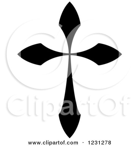 Clipart of a Black and White Christian Cross 9 - Royalty Free Vector Illustration by Vector Tradition SM