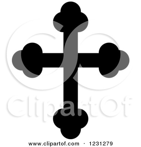 Clipart of a Black and White Christian Cross 16 - Royalty Free Vector Illustration by Vector Tradition SM