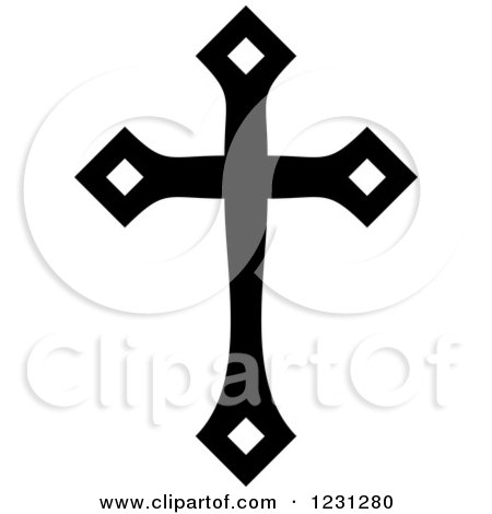 Clipart of a Black and White Christian Cross - Royalty Free Vector Illustration by Vector Tradition SM