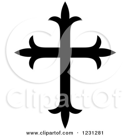 Clipart of a Black and White Christian Cross 10 - Royalty Free Vector Illustration by Vector Tradition SM
