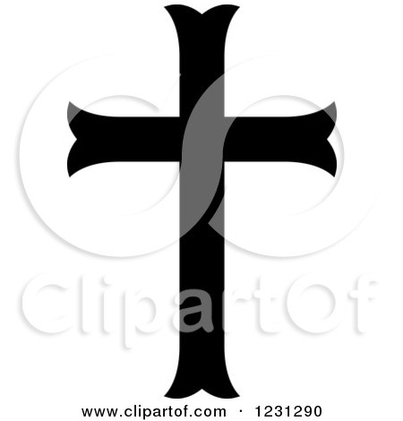 Clipart of a Black and White Christian Cross 7 - Royalty Free Vector Illustration by Vector Tradition SM