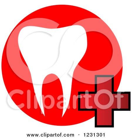 Clipart of a Red Tooth and Medical Cross 2 - Royalty Free Vector Illustration by Vector Tradition SM