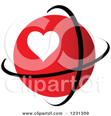 Clipart of a Red Heart Globe and Rings - Royalty Free Vector Illustration by Vector Tradition SM