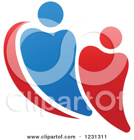 Clipart of a Blue and Red Couple Forming a Heart - Royalty Free Vector Illustration by Vector Tradition SM