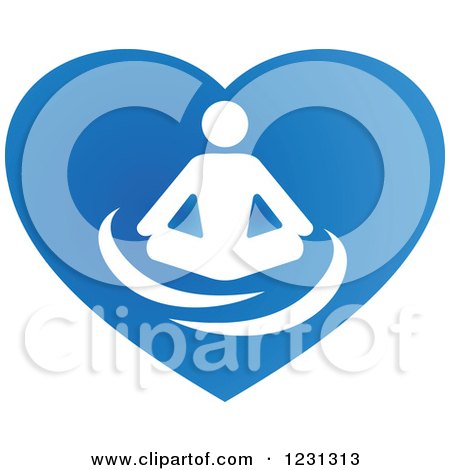Clipart of a Person Meditating on a Blue Heart - Royalty Free Vector Illustration by Vector Tradition SM