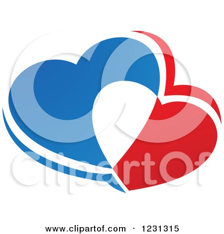 Clipart of Blue White and Red Hearts - Royalty Free Vector Illustration by Vector Tradition SM