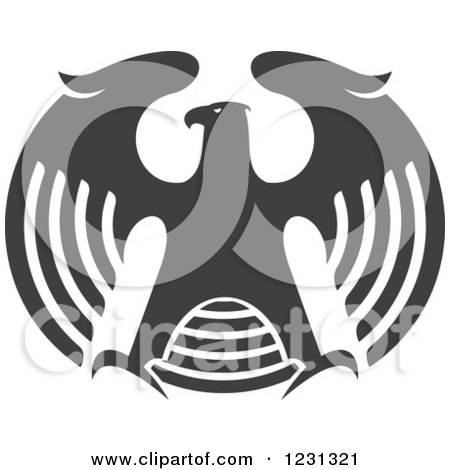 Clipart of a Gray Eagle with Outstretched Wings - Royalty Free Vector Illustration by Vector Tradition SM