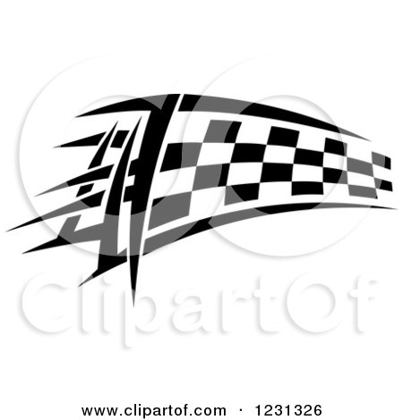 Clipart of a Black and White Checkered Tribal Racing Flag 11 - Royalty Free Vector Illustration by Vector Tradition SM